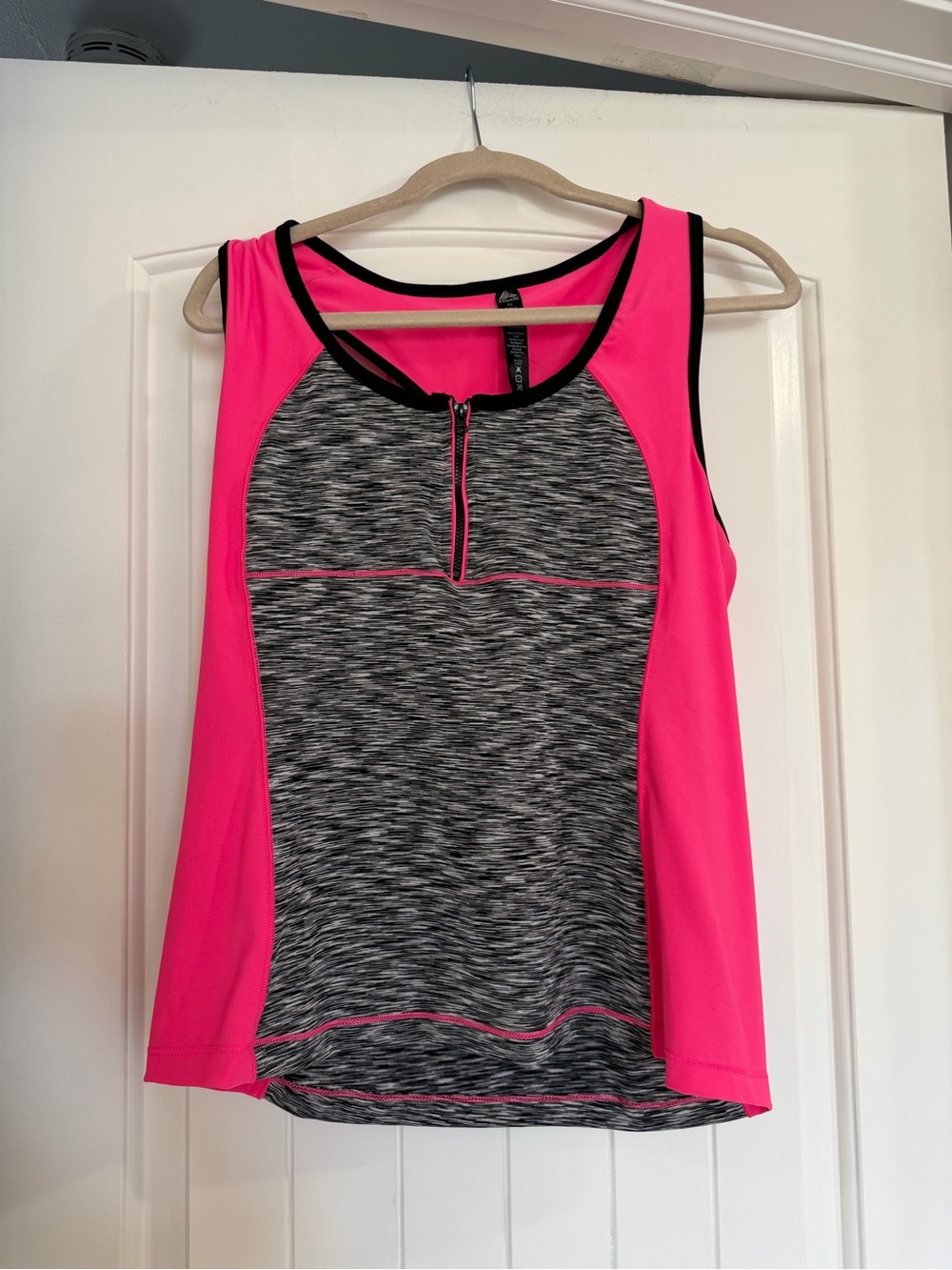 RBX Women's Pink & Black/Grey Athletic Tank with Front Zip